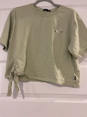 Vans Sage Green Cropped Tee with Side Tie